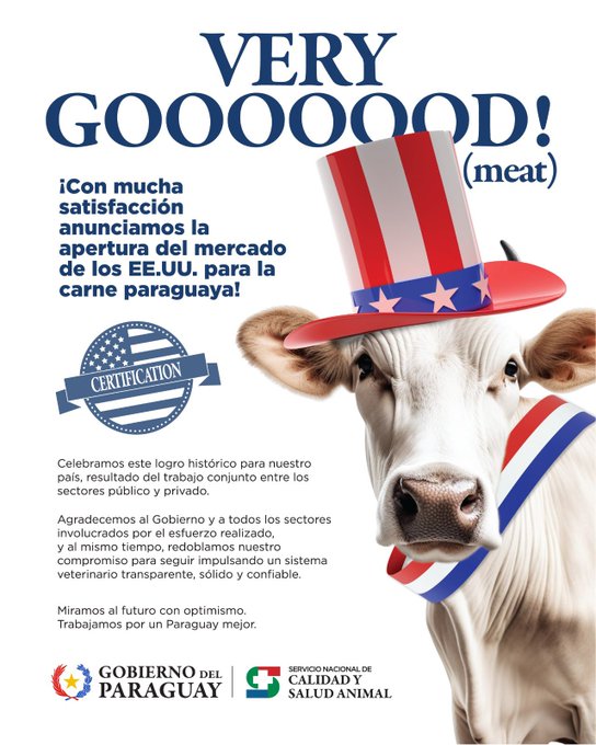 Carne paraguaya se venderá a EE.UU.