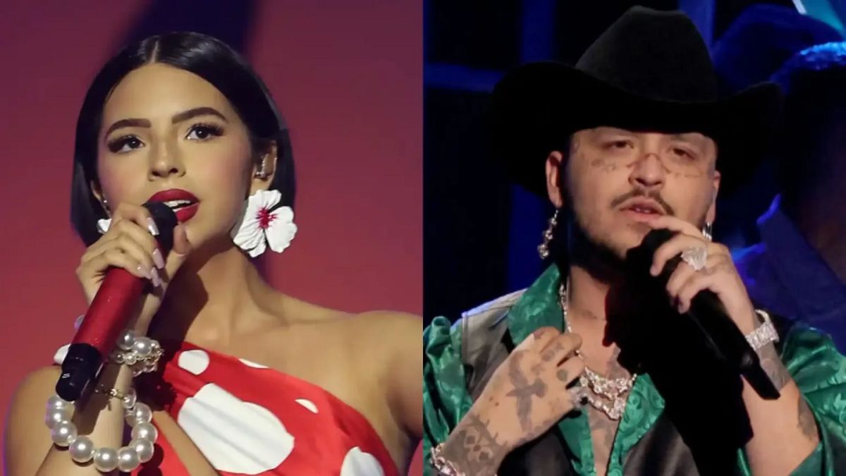 Christian Nodal le besó a Ángela Aguilar en pleno concierto