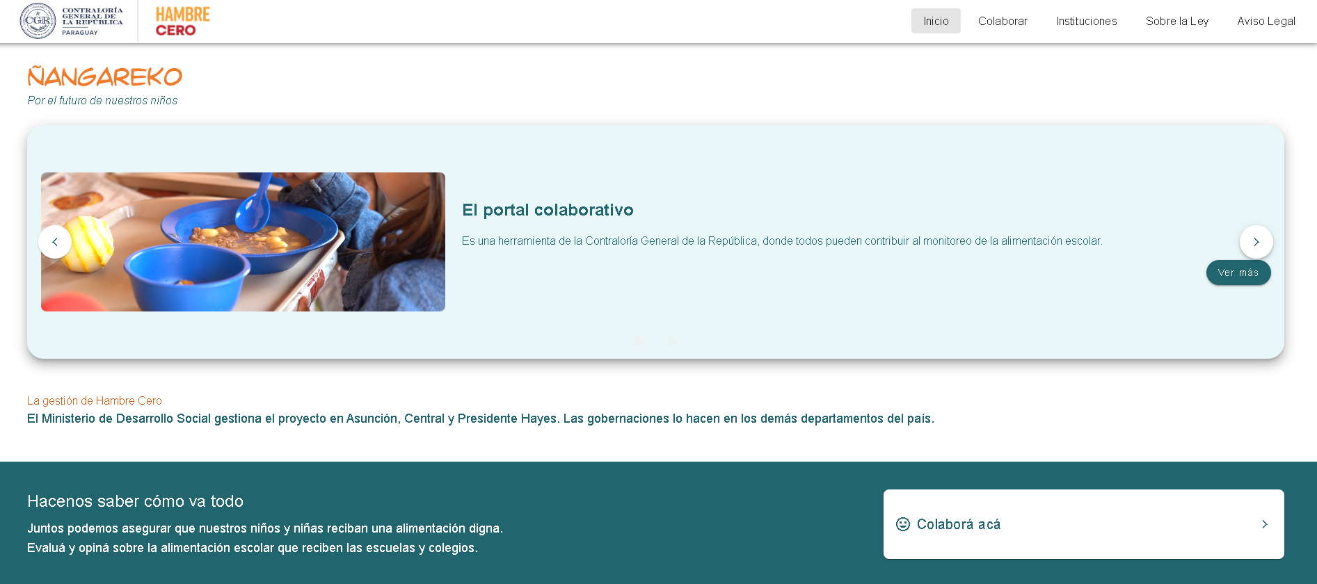 Contraloría habilita portal digital para monitorear   Programa Hambre Cero en escuelas
