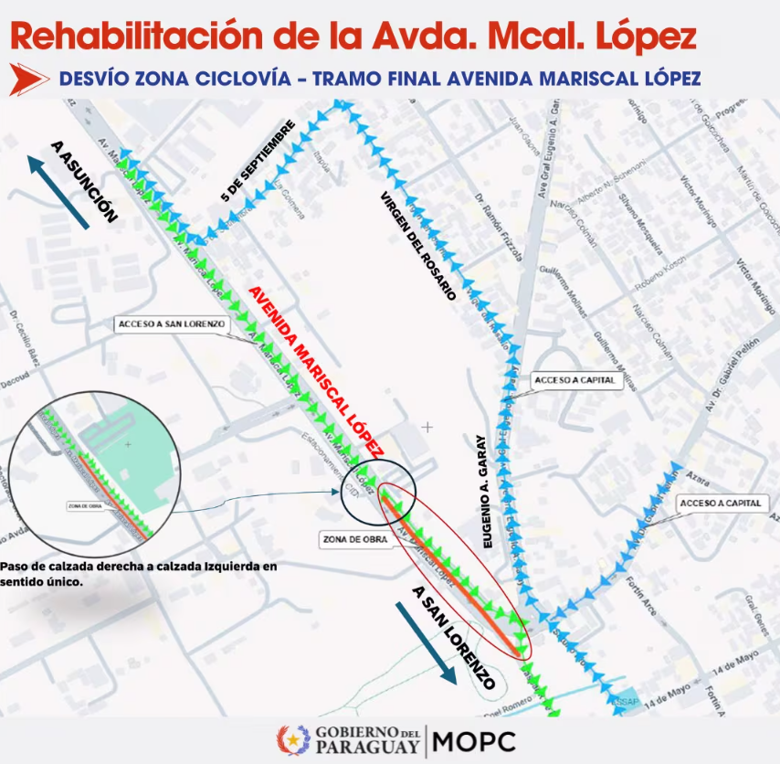 Reinician obras en Mariscal López con nuevas rutas alternativas